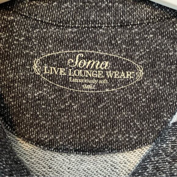 Soma Live Loungewear Vintage Terry Button Front Jacket Gray - Picture 4 of 7